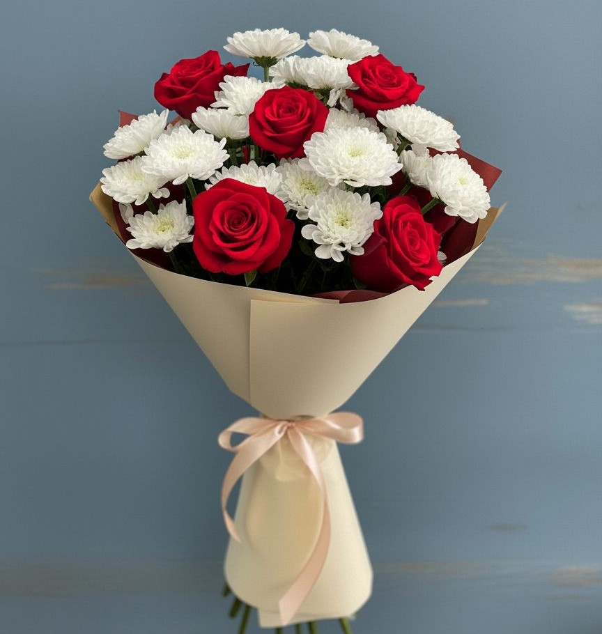 Букет цветов из: Розы и Хризантемы в Петухово