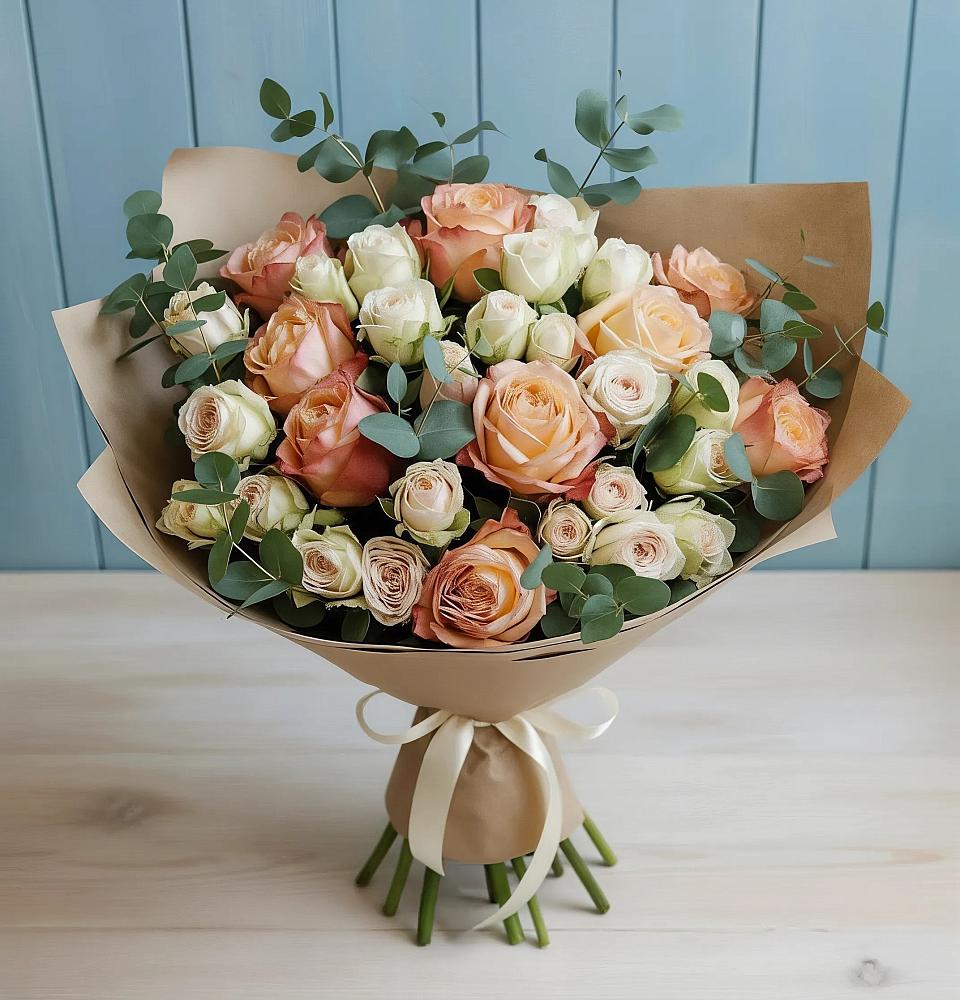 Букет цветов из: Альстромерии и Розы в Петухово