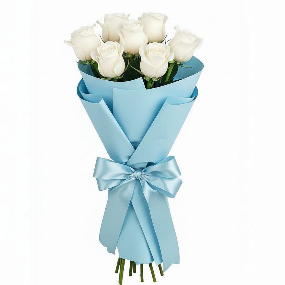 Букет 7 белых роз Проуд в Петухово