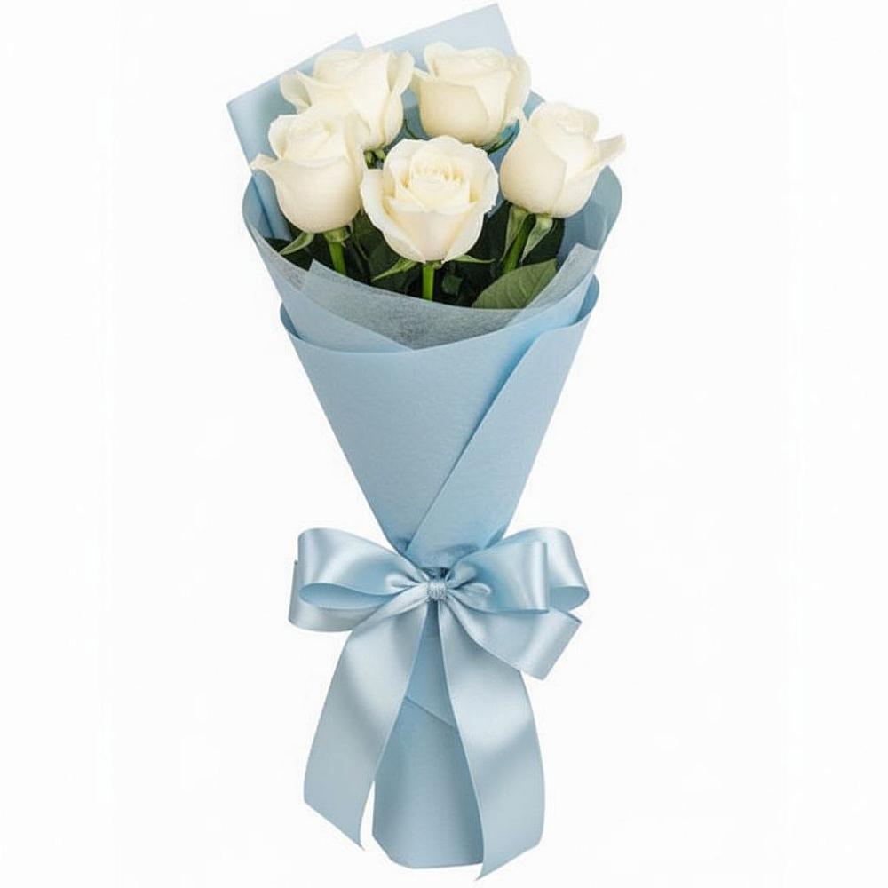 Букет 5 Белых роз Проуд в Петухово
