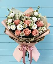 Букет цветов из:  Розы, Альстромерии и Лизиантусы #REPLACE_PRED# Петухово