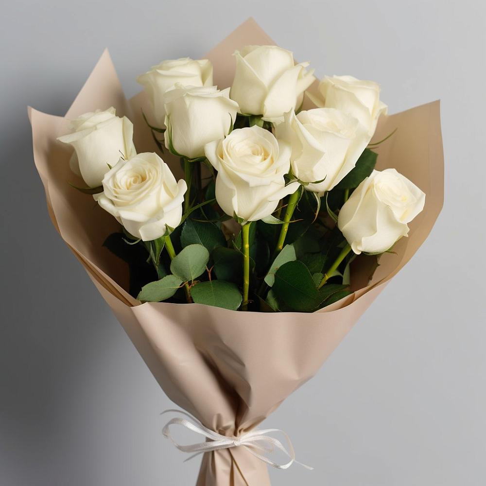 Букет 9 Белых роз Эдлесс Лав в Петухово
