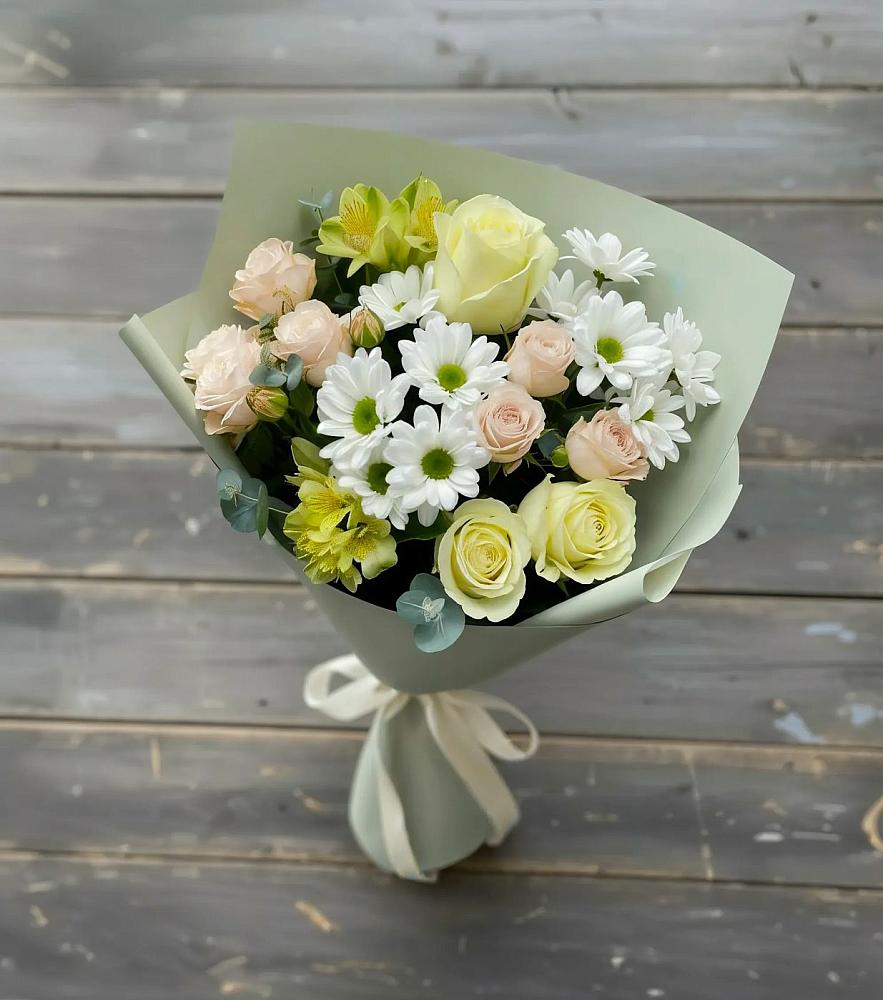 Букет цветов из: Альстромерии, Розы и Хризантемы в Петухово