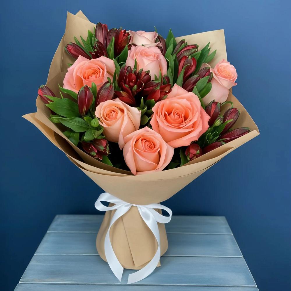 Букет цветов из: Розы и Альстромерии в Петухово