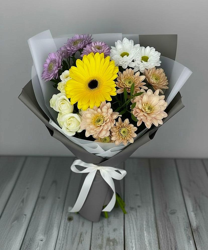 Букет цветов из: Розы, Герберы и Хризантемы в Петухово
