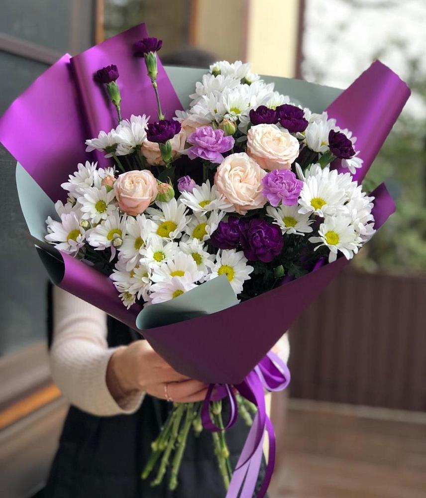 Букет цветов из: Хризантемы, Гвоздики и Розы в Петухово