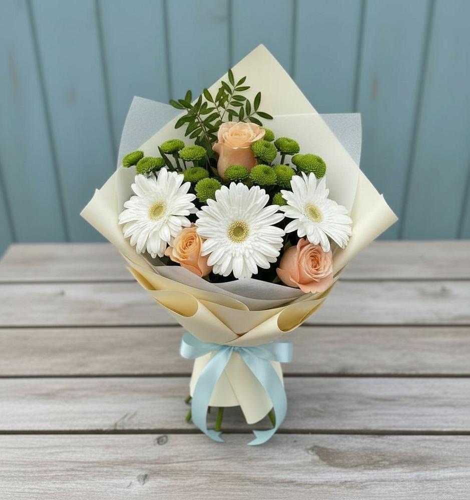 Букет цветов из: Герберы, Розы и Хризантемы в Петухово