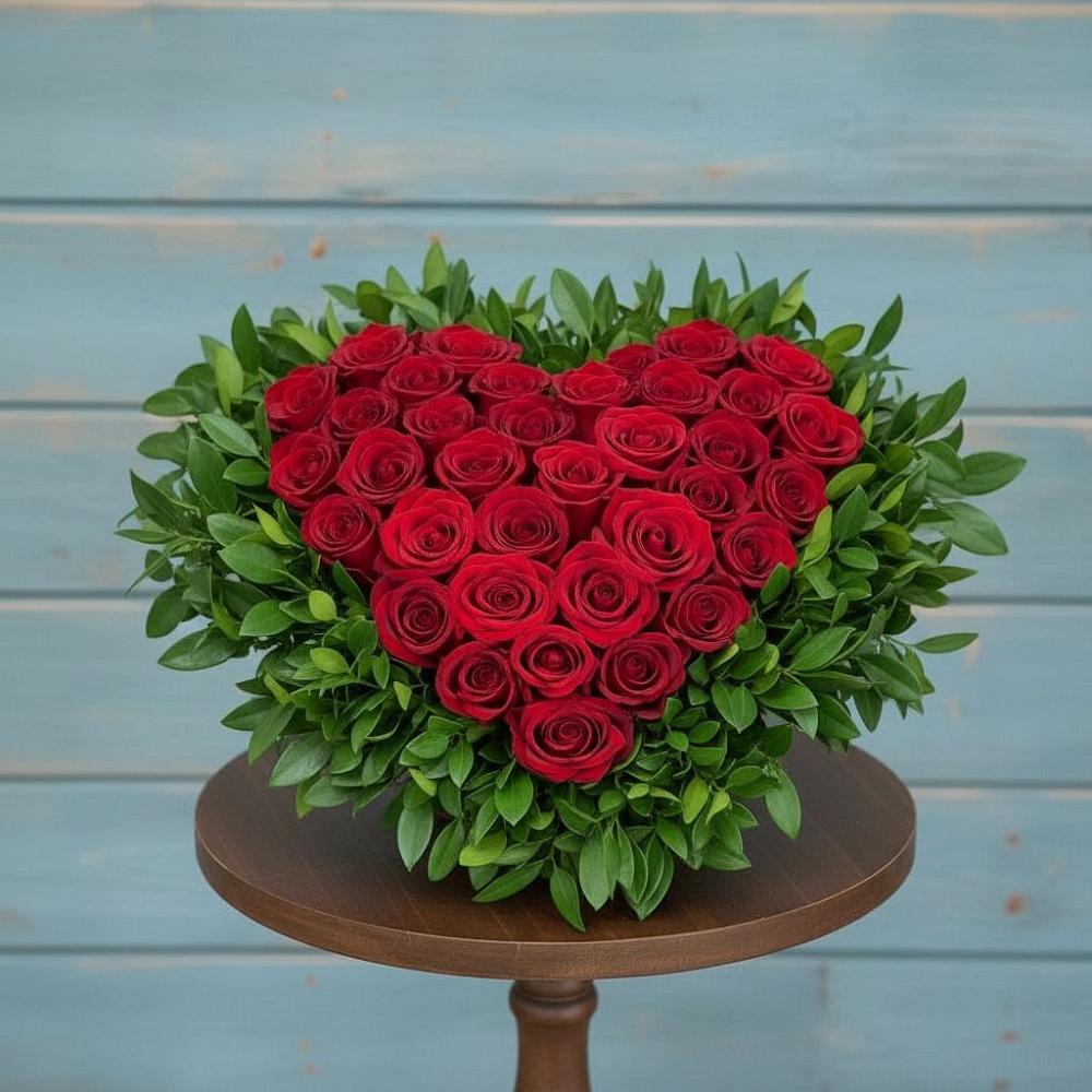 Цветочная композиция из Розы в виде сердца в Петухово