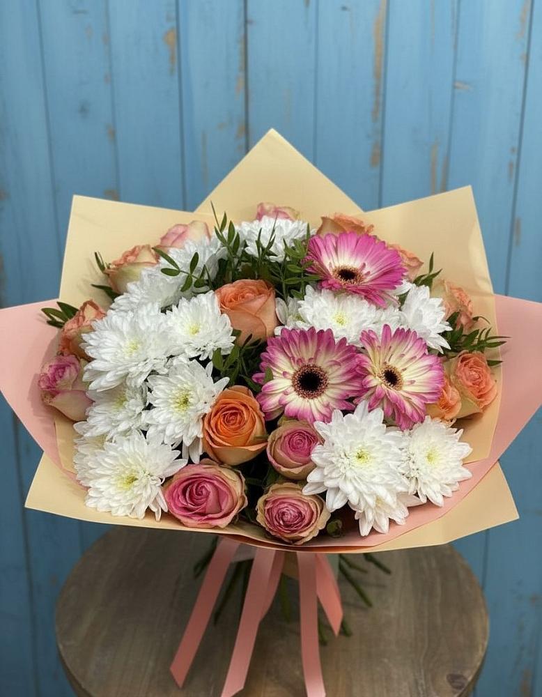 Букет цветов из: Розы, Герберы и Хризантемы в Петухово