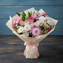 Букет цветов из:  Хризантемы, Альстромерии и Розы в Петухово