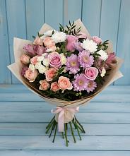 Букет цветов из:  Хризантемы, Розы и Альстромерии в Петухово